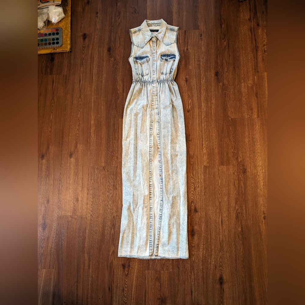 Vintage Washborn Long Denim Sleeveless Dress